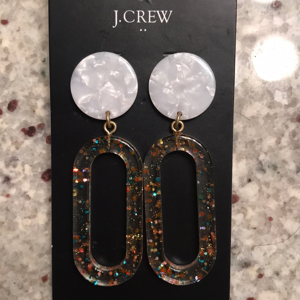 NWT J. Crew 🌈 Glitter Tortoise Statement Earrings